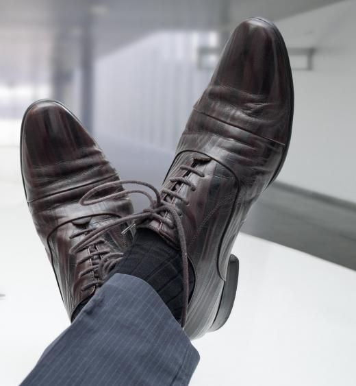 Dress shoes are usually made from full-grain leather.