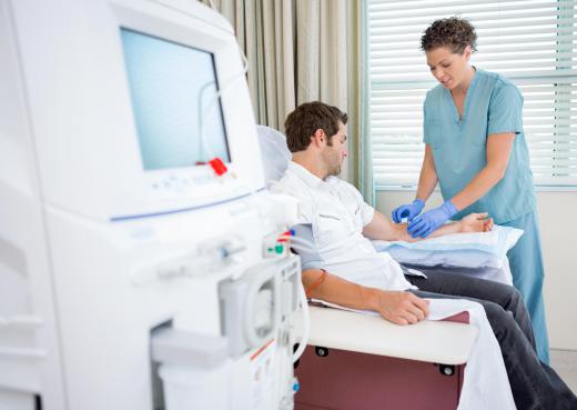An automated dialysis machine cleans a kidney patient's blood.