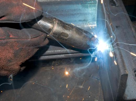 A closeup of MIG welding.