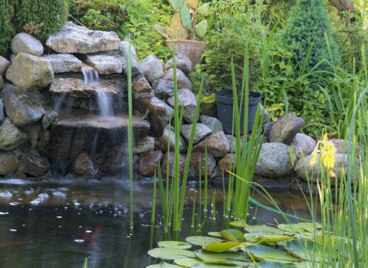 A water feature with a sand silica filter.