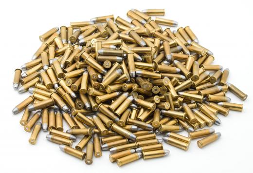 Potentially explosive ammunition, such as bullets, can be stored in an ammunition dump.