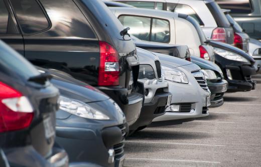 Rubberized asphalt may be used in the creation of a parking lot.