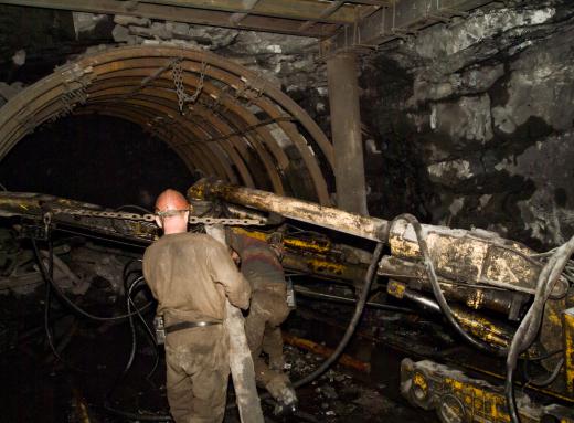 Several miners working.