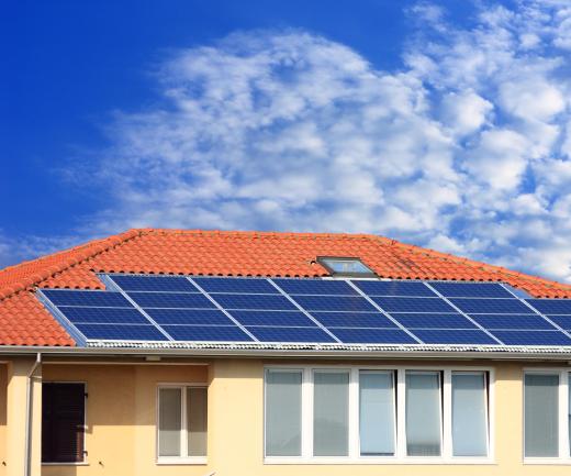 A house with solar panels.