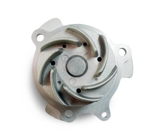 An impeller has rotating blades to move liquid through a pump.