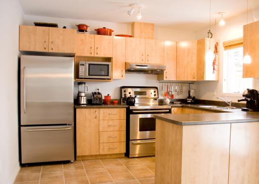 Kitchen with stainless steel appliances.