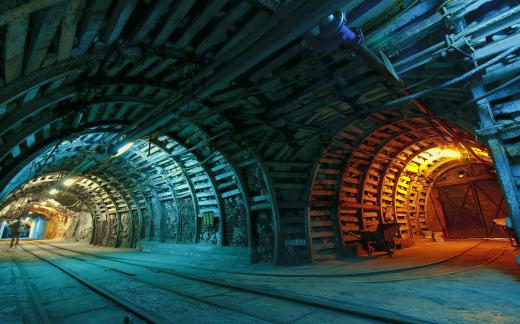 Large tunnels in a coal mine.