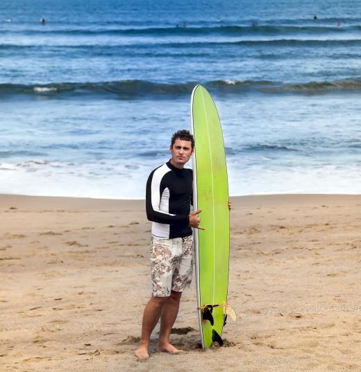 Fiberglass's toughness and light weight makes it an ideal material for surfboards.