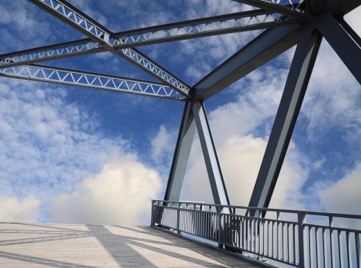 Steel beams may be used in bridge construction.