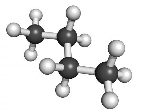 Molecular structure of the hydrocarbon butane.