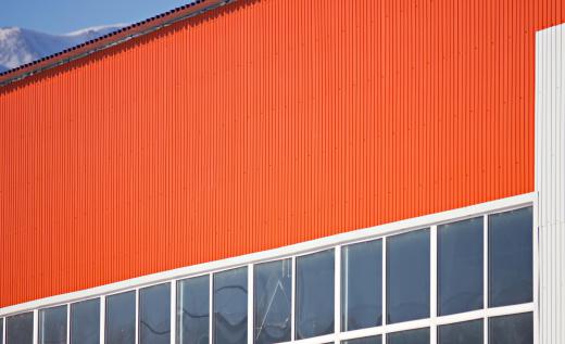 Industrial buildings often feature corrugated aluminum siding.