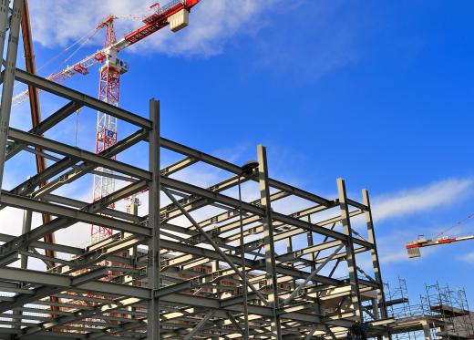 Steel frames provide structural support for tall buildings.