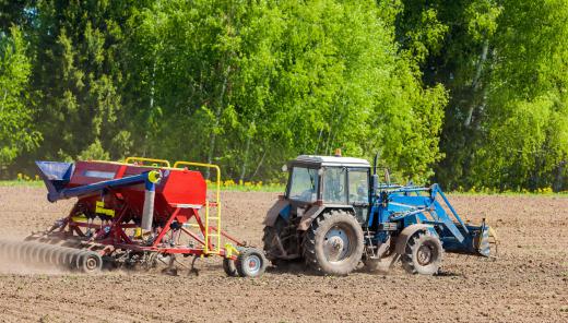 A variety of attachments can be hooked onto tractors.