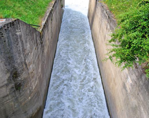 A penstock is designed to regulate the flow of water that is released.