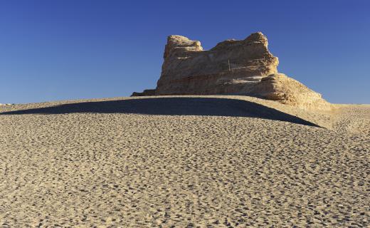 Thousands of years of wind erosion shaped rocks into crests and ridges known as yardangs.